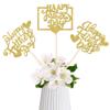 12 Pack Happy Father's Day Centerpiece Sticks Assembled Glitter Love Heart Love Dad Best Dad Table Centerpiece Sticks for Father's Day Theme Men Birthday Party Supplies Gold view 1