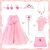 ShyLizard Princess Dress Up Clothes for Little Girls, 10 Pcs Toddler Dress Up Toys, Princess Cape with Crown, Wand, Jewelry, Princess Play Toys Gifts for 3 4 5 6 Year Old Girls(Pink) view 4