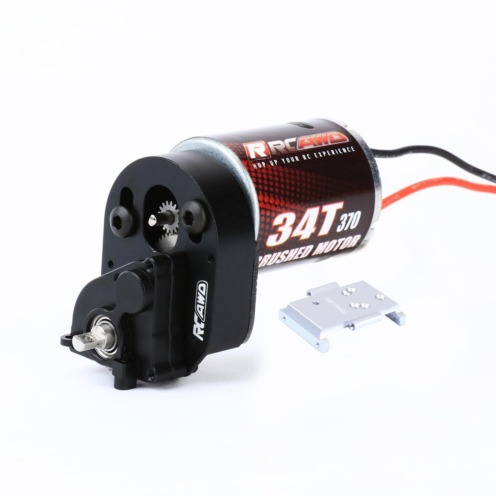 RCAWD 260% More Power Motor 370 34T CR18P Transmission Gearbox Set for Hobbyplus 1/18 CR18P EVO Rock Van Trail Hunter Series Upgrades Part Silver