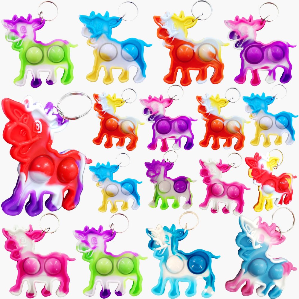 100 Packs Bulk Cow Push Fidget Bubble Mini Pop Keychainfor Adult and Kids,Birthday Party Favors Supplies Gifts Classroom Summer Students Bubble Prize