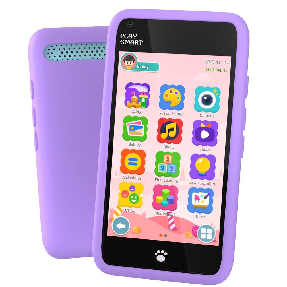MOMILLA Kids Toys Smart Phone, Christmas Birthday Gifts for Girls Grandkids, 3.97" Kids Phone, 16 GB Mini Play Cell Phone, Toddler Toys for Girls Age 3 4 5 6 7 8 9 10 Years Old (Front Camera Only)