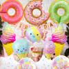 12 PCS Large Ice Cream Theme Balloons, Donut & Candy Foil Mylar Balloons for Ice Cream Party Decorations, Summer Birthday, Baby Shower Supplies view 4
