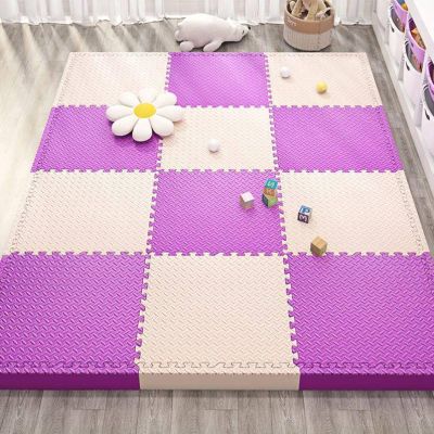 20 Pcs 12x12x1in Extra Thick Foam Puzzle Play Mat,Foam Interlocking Floor Tiles Square Carpet,Soft Foam Floor Padding for Classroom/Sensory Room(Color:Beige+Purple)