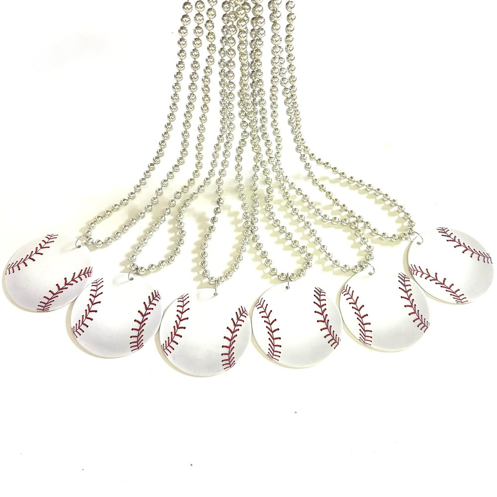 GZYSSL 12 Pcs Sport Theme Party Beads Necklaces Baseball Pendants Beads Necklaces Sport Team Decorations Accessories Party Supplies