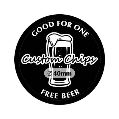 MARRILYTON 100 Custom Plastic Bar Tokens, Full-Color Print Your Personalized Images and Text, for Drink Tokens, Poker Game,40mm (Black)