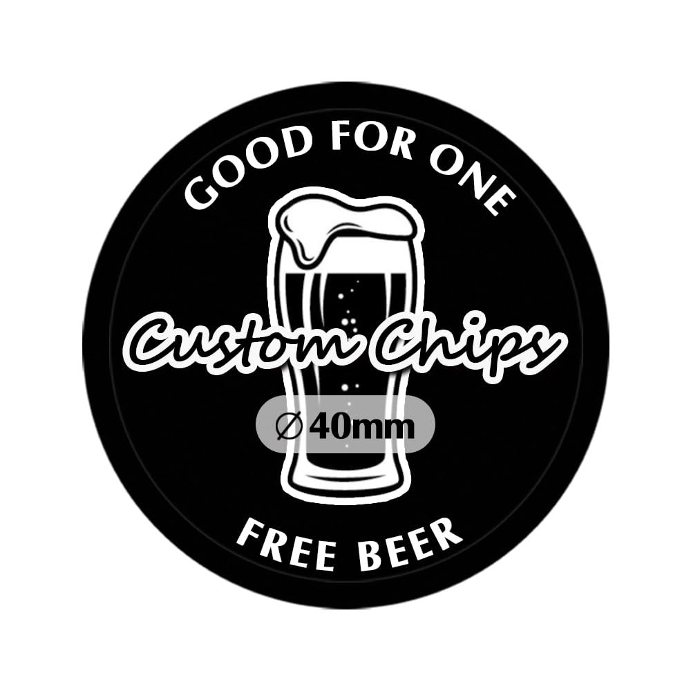 MARRILYTON 100 Custom Plastic Bar Tokens, Full-Color Print Your Personalized Images and Text, for Drink Tokens, Poker Game,40mm (Black)