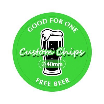 MARRILYTON 100 Custom Plastic Bar Tokens, Full-Color Print Your Personalized Images and Text, for Drink Tokens, Poker Game,40mm (Green)