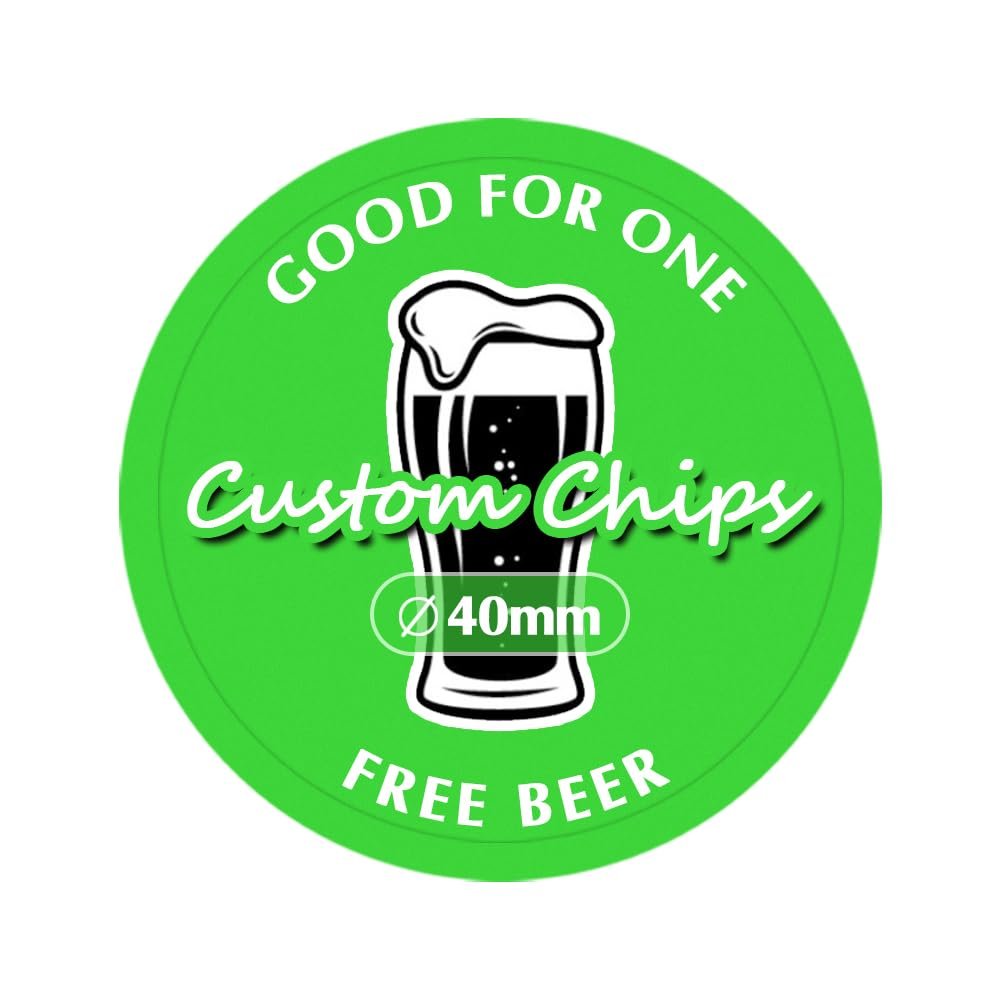 MARRILYTON 100 Custom Plastic Bar Tokens, Full-Color Print Your Personalized Images and Text, for Drink Tokens, Poker Game,40mm (Green)
