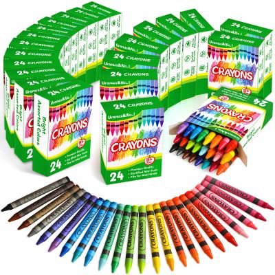 Crayons Bulk 24 Count, 24 Packs of 24 Assorted Colors, Premium Crayon for Toddlers and Kids, Back to School Supplies for Preschool Kindergarten, Durable & Non-Toxic Crayons for Classroom Supplies