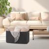 OIAHOMY Large Blanket Basket,Storage Basket with Handle, Blanket Basket for Living Room, Rectangle Woven Cotton Rope Basket for Bedroom, Toy Baskets Organizer Bins, 22" x 17" x 12" in, Dark Grey view 2