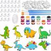Cholemy 24 Sets Dinosaurs Sun Catcher Kit Include Suncatcher Craft with Paints Suction Cups Fishing Thread, Dinosaurs DIY Window Art Kit Paintable Suncatchers Decorations for Gifts view 1