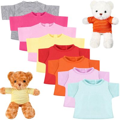 Jecery 8 Pcs Bear Plush Shirts Clothes Fit 14-18 Inches Bears Sublimation Stuffed Cute Toy Clothes DIY Make Your Own Plush Doll Valentines Gifts(Light)