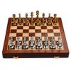 11Inch Large Deluxe Metal Chess Set - Portable Wooden Box with Alloy Pieces, Folding Board, Ideal for Adults view 2