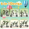 Kids Tricycle - 6 in 1 Double Seat Children's Tricycle, Toddler Pushchair, Detachable Canopy, Folding Pedals, Reversible Seat, Removable Guardrail, Suitable for 1 to 7 Years Old Children,White a view 2