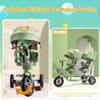 Kids Tricycle - 6 in 1 Double Seat Children's Tricycle, Toddler Pushchair, Detachable Canopy, Folding Pedals, Reversible Seat, Removable Guardrail, Suitable for 1 to 7 Years Old Children,White a view 4