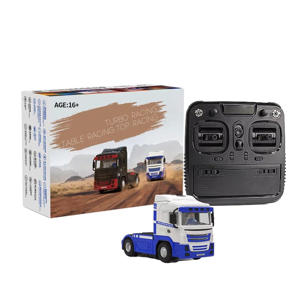 OYDL Turbo Drift RC Racing Truck Tractor, 1/76 2.4G RC 3CH Electric 4WD High Speed Off-Road Truck Remote Control All Terrain Racing Car Toy Gifts for Beginner Adults - RTR Version