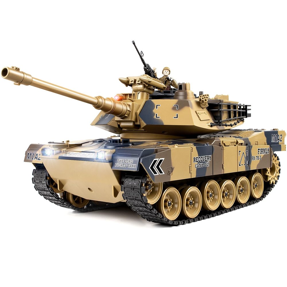 DBshoot 1/18 US M1A2 Army Tank, 2.4GHz Remote Control Model Toys, Smoke & Sound & LED Lights & Recoil Effects. RC Tank Perfect Collectible6+ Gift Kids and Adults