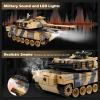 DBshoot 1/18 US M1A2 Army Tank, 2.4GHz Remote Control Model Toys, Smoke & Sound & LED Lights & Recoil Effects. RC Tank Perfect Collectible6+ Gift Kids and Adults view 2