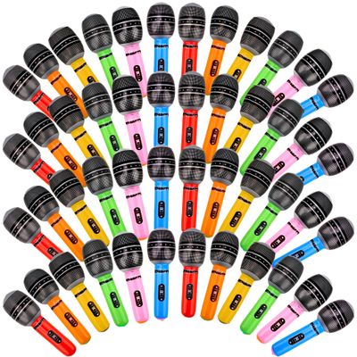 Feradny 48 Pieces Giant Blow up Microphone 9.8 Inch Inflatable Microphones Assorted Colors Inflatable Microphone Props Toys for Kids Musical Concert Themed Party Birthday Party Decoration