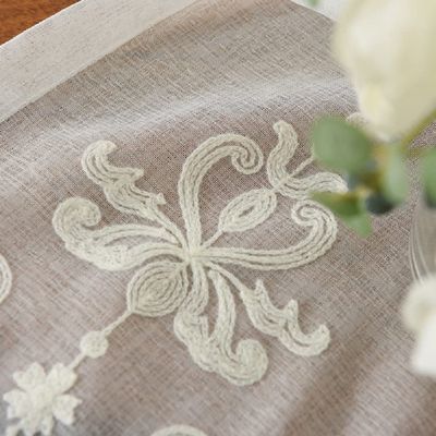 HooHero White High Grade Europern Embroidered Kids Baby Room Luxury Sheer Curtains Home Decoration Tulle Voile Fabric