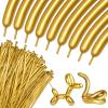 100Pcs 260 Balloons Metallic Gold Long Balloons for balloon animals, Gold Skinny Latex Twisting Balloon for Animals Modeling Christmas Birthday Wedding Party Decorations. (Gold) view 1