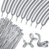 100Pcs 260 Balloons Metallic Silver Long Balloons for balloon animals, silver Skinny Latex Twisting Balloon for Animals Modeling Christmas Birthday Wedding Party Decorations.(Sliver) view 1