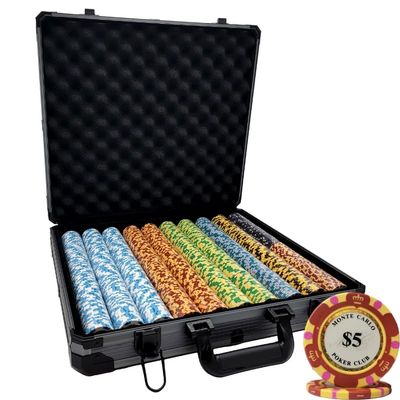 1000 pcs 14g Monte Carlo Poker Club Poker Chips Set with Deluxe Black Case Custom Build