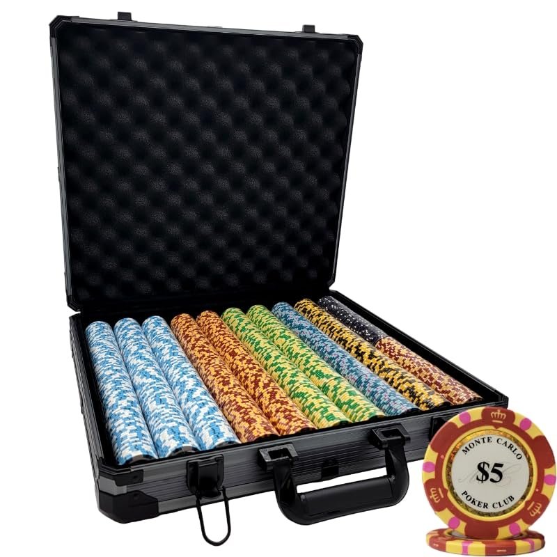 1000 pcs 14g Monte Carlo Poker Club Poker Chips Set with Deluxe Black Case Custom Build