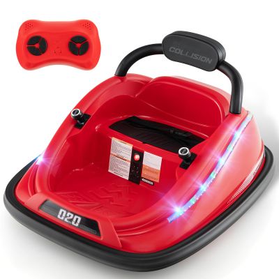 OLAKIDS Bumper Car for Toddlers, 12V Kids Electric Ride on Toy with Remote Control, Battery Powered Vehicle Racer for Baby, 360 Degree Spin Rotation, Colorful Flashing LED Lights, Music (Red)