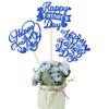 12 PCS Happy Father's Day Centerpiece Sticks Double Sided Glitter Heart Love Father Best Dad Centerpieces for Happy Father's Day Theme Table Flower Decorations Men Birthday Party Decro Supplies Blue view 1