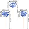 12 PCS Happy Father's Day Centerpiece Sticks Double Sided Glitter Heart Love Father Best Dad Centerpieces for Happy Father's Day Theme Table Flower Decorations Men Birthday Party Decro Supplies Blue view 2