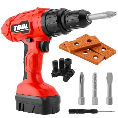 PANPAPA Electric Power Kids Drill and Screw SetToy Drill Set Include 3 Interchange dirll bits with Realistic Sound & ActionKids Pretend Play ToolDrill Toys for Boys Ages 3-5 Boys(Red)