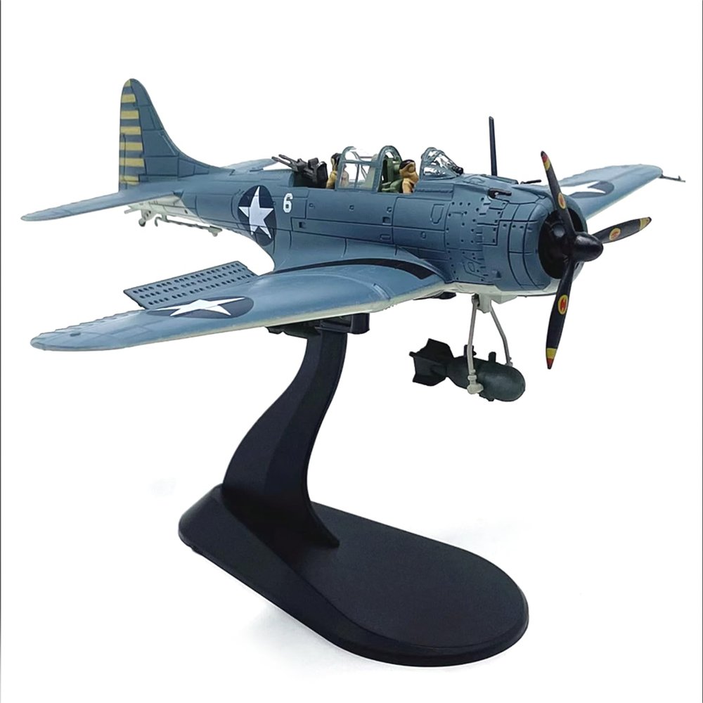 ZEZEFUFU 1:72 Alloy US SBD-3 Dive Bomber Aircraft Model Fighter Attack Plane Model with Display Stand