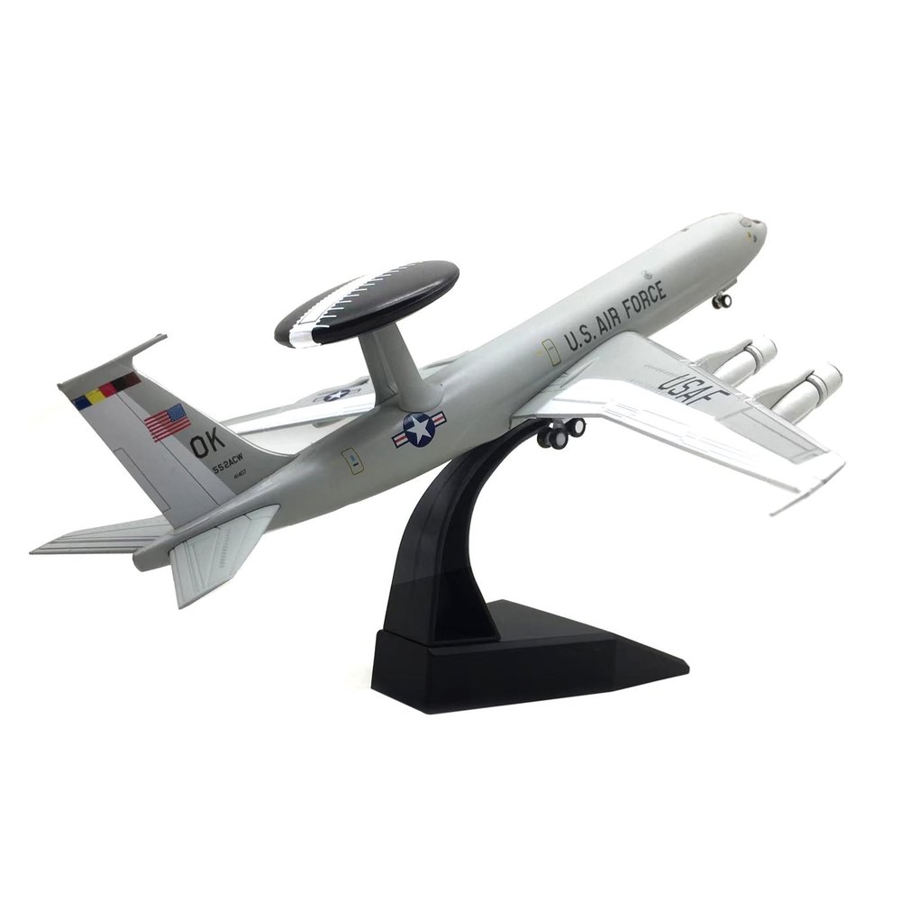 ZEZEFUFU 1/200 Scale Alloy US E-3 E3 Sentry AWACS Early Warning Aircraft Model with Display Stand