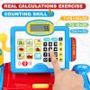 Cash Register Toy for Kids with Real Calculator, Cashier Register with Scanner/Weighter/Credit Card/ Play Money/ Food/Microphone, Pretend Play Store with Apron and Shopping Bag for Kids 3 4 5 6 7 view 3