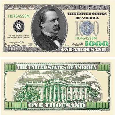 American Art Classics Pack of 50 Bills - $1,000.00 One Thousand Dollar Casino Party Novelty Fake Poker Money