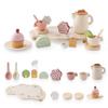 Ikubigu Tea Party Set for Kids - Wooden Tea Set for Little Girls 15PCS Silicone Toddler Tea Set Kitchen Accessories Pretend Play Toy Tea Set for Toddlers - Birthday Gift (Purple) view 1