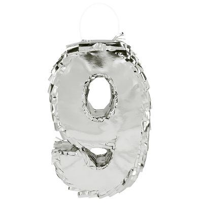Boland - Number Pinata, 25 x 16 x 5 cm, Shiny Number for Anniversary and Birthday, Number, Silver, Decoration, Party Game