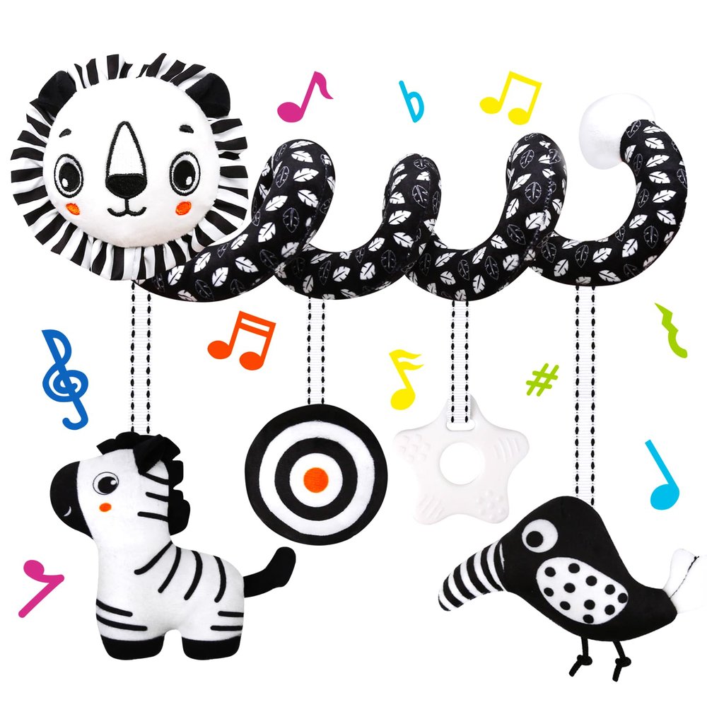 FQKIOMY Black and White High Contrast Baby Toys - Sensory Infant Hanging Carseat & Stroller Toy for Newborns 0-6,6-12Months Perfect Easter Birthday & Baby Shower for Babies Boys Girls