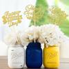 12 PCS Happy Father's Day Centerpiece Sticks Double Sided Glitter Heart Love Father Best Dad Centerpieces for Happy Father's Day Theme Table Flower Decorations Men Birthday Party Decro Supplies Gold view 4