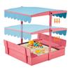 YOLENY Sandbox with Lid,Kids Sandbox with Cover Outdoor,Wooden Sand Box with 2 Foldable Bench Seats for Ages 2-8, Adjustable UV-Resistant Roof & Bottom Liner for Backyard,Beach,Christmas Decorations view 1