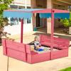 YOLENY Sandbox with Lid,Kids Sandbox with Cover Outdoor,Wooden Sand Box with 2 Foldable Bench Seats for Ages 2-8, Adjustable UV-Resistant Roof & Bottom Liner for Backyard,Beach,Christmas Decorations view 3
