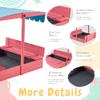 YOLENY Sandbox with Lid,Kids Sandbox with Cover Outdoor,Wooden Sand Box with 2 Foldable Bench Seats for Ages 2-8, Adjustable UV-Resistant Roof & Bottom Liner for Backyard,Beach,Christmas Decorations view 4