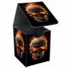 JANENFNA Card Deck Box, Card Storage Box Fits 100+ Single Sleeved Cards, Large Capacity PU Leather Card Storage Box with Strong Magnet for Magic Commander TCG CCG, Fire Skull view 1