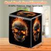 JANENFNA Card Deck Box, Card Storage Box Fits 100+ Single Sleeved Cards, Large Capacity PU Leather Card Storage Box with Strong Magnet for Magic Commander TCG CCG, Fire Skull view 2
