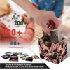 JANENFNA Card Deck Box, Card Storage Box Fits 100+ Single Sleeved Cards, Large Capacity PU Leather Card Storage Box with Strong Magnet for Magic Commander TCG CCG, Pink Black Leopard view 3