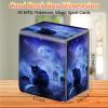 JANENFNA Card Deck Box, Card Storage Box Fits 100+ Single Sleeved Cards, Large Capacity PU Leather Card Storage Box with Strong Magnet for Magic Commander TCG CCG, Night Black Cat view 2