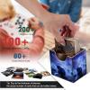 JANENFNA Card Deck Box, Card Storage Box Fits 100+ Single Sleeved Cards, Large Capacity PU Leather Card Storage Box with Strong Magnet for Magic Commander TCG CCG, Night Black Cat view 3