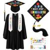 Bokon 4 Pcs 2026 Kindergarten Preschool Graduation Cap and Gown with Tassel Graduation Stole and Certificate for Toddler Kids(30,Black) view 1