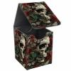 JANENFNA Card Deck Box, Card Storage Box Fits 100+ Single Sleeved Cards, Large Capacity PU Leather Card Storage Box with Strong Magnet for Magic Commander TCG CCG, Skull Red Roses view 1